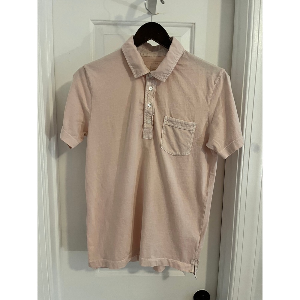 Billy Reid Mens Slim Fit Garment Dyed Polo Shirt Pink